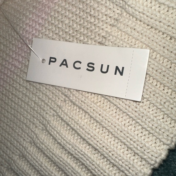 NWT PacSun Women’s Knit Long Sleeve Cropped Sweater Off-White StrippedSize Large - Picture 2 of 5